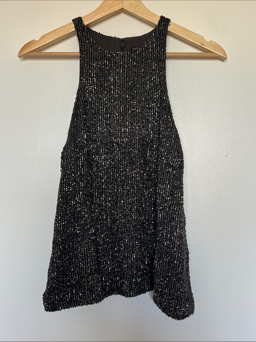 All Saints Black Beaded Tank Top
